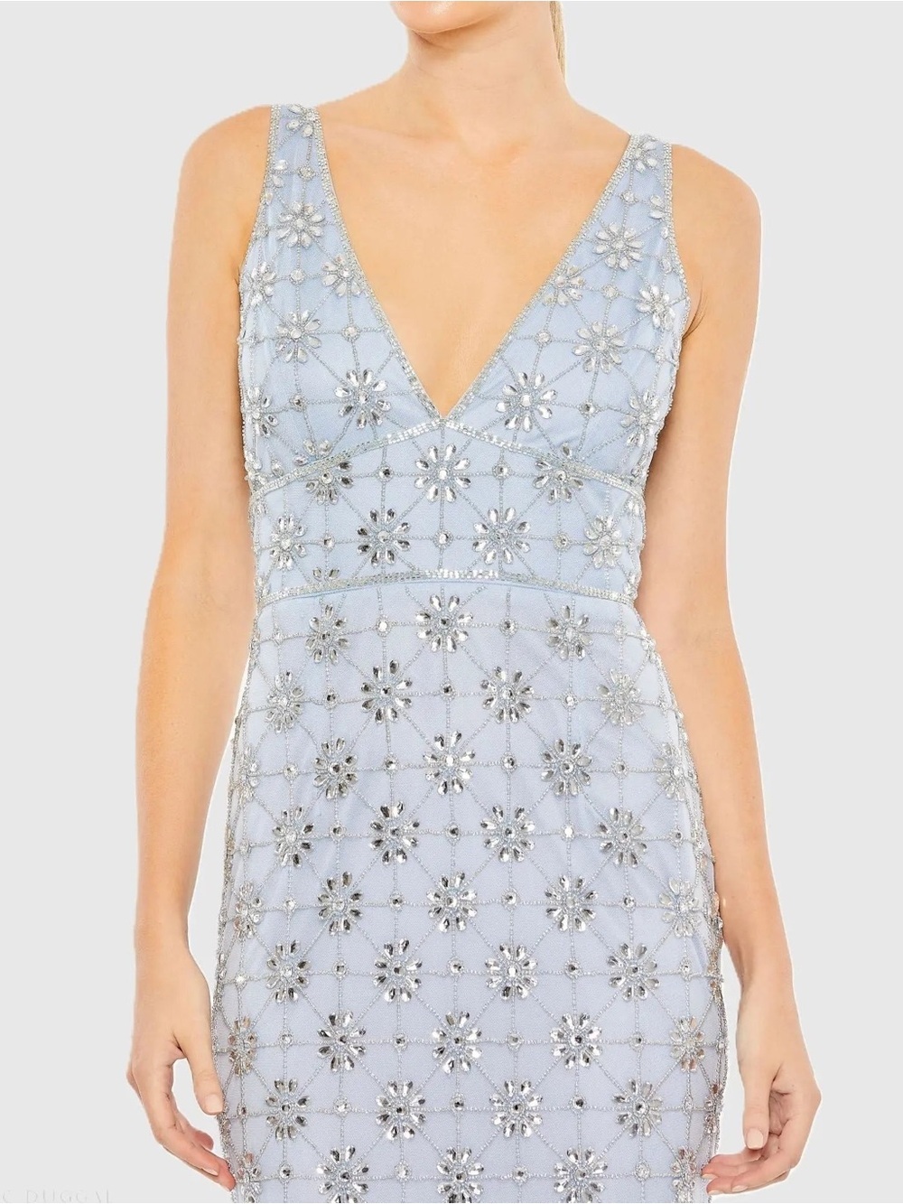 Mac Duggal A93744 Blue Embellished Sleeveless V Neck Gown Size 12 NWT - Picture 2 of 12